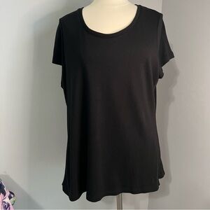 Isaac Mizrahi Live! Essentials 1X Black Short Sleeve T-Shirt Tee